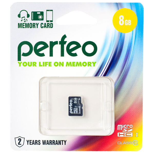 Карта памяти   8GB microSDHC class 10 Perfeo High-Capacity без адаптера
