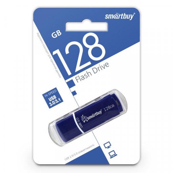Флешка USB  128GB 3.0 SmartBuy Crown Blue
