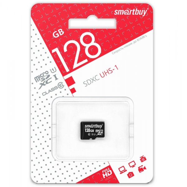 Карта памяти 128GB micro SDXC class 10 SmartBuy UHS-1 без адаптера