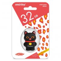 Флешка USB 32GB 2.0 SmartBuy Wild Catty Black (Котёнок Чёрный)