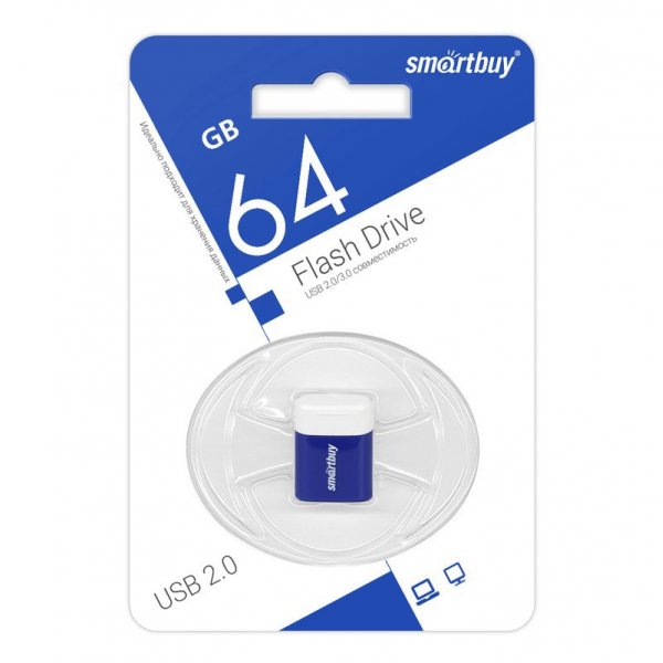 Флешка USB 64GB 2.0 SmartBuy LARA Blue