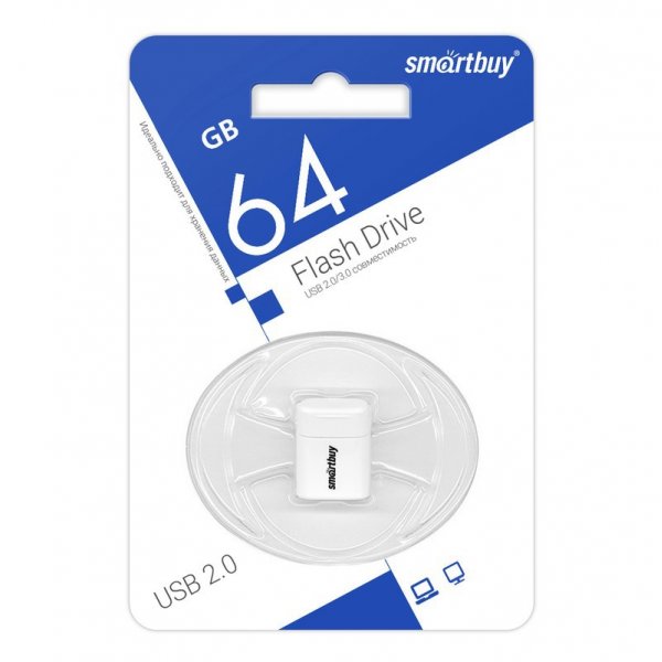 Флешка USB 64GB 2.0 SmartBuy LARA White