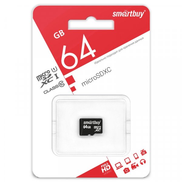 Карта памяти  64GB micro SDXC class 10 SmartBuy без адаптера SD LE