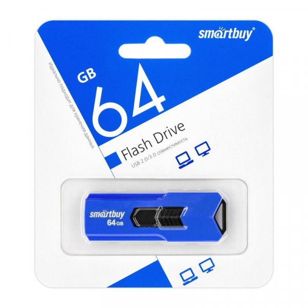 Флешка USB 64GB 2.0 SmartBuy STREAM Blue