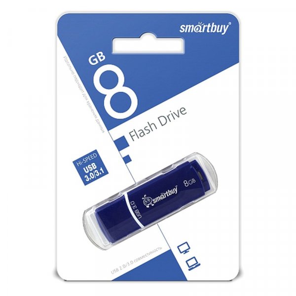 Флешка USB  8GB 3.0 SmartBuy Crown Blue