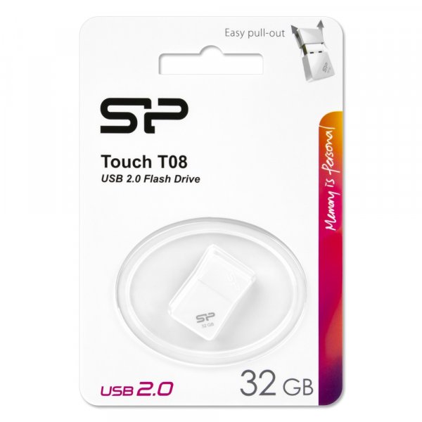 Флешка USB 32GB 2.0 Silicon Power Touch T08 White
