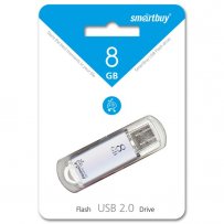 Флешка USB  8GB 2.0 SmartBuy V-Cut Silver