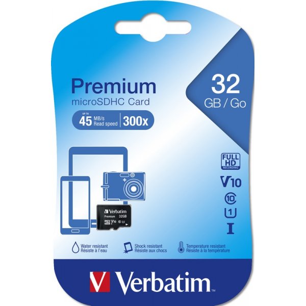 Карта памяти  32GB microSDHC class 10 Verbatim UHS-1 без адаптера