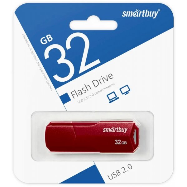 Флешка USB 32GB 2.0 SmartBuy CLUE Burgundy