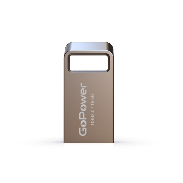 Флешка USB 16GB 2.0 GoPower MINI металл серебряный (1/50/1000)