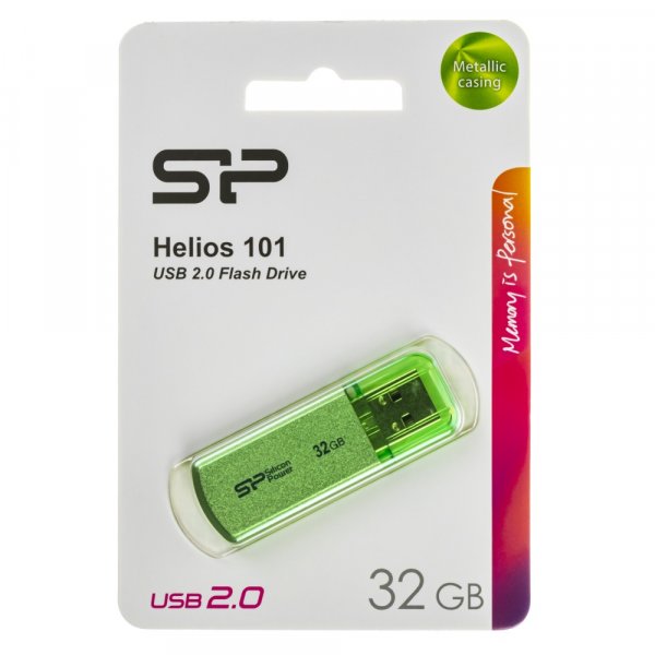 Флешка USB 32GB 2.0 Silicon Power Helios 101 green