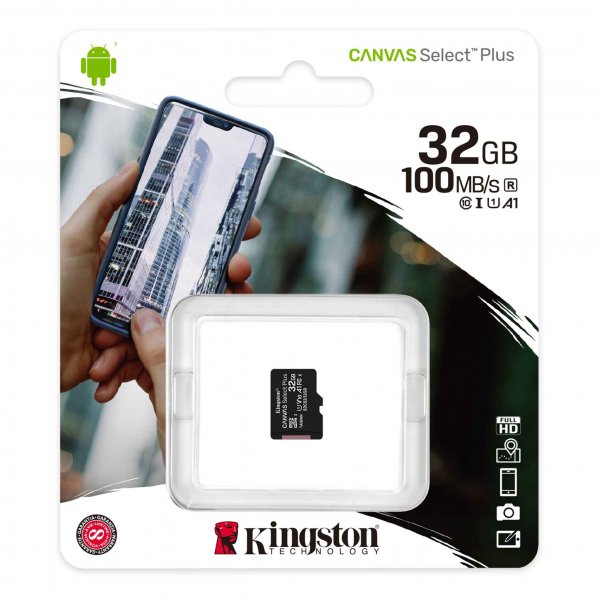 Карта памяти  32GB microSDHC class 10 Kingston UHS-I Canvas Select Plus без адаптера