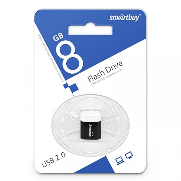 Флешка USB  8GB 2.0 SmartBuy LARA Black