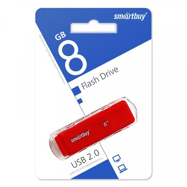 Флешка USB  8GB 2.0 SmartBuy Dock Red
