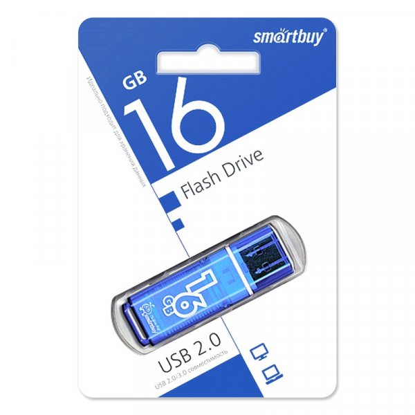 Флешка USB 16GB 2.0 SmartBuy Glossy Blue