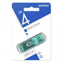 Флешка USB  4GB 2.0 SmartBuy Glossy Green