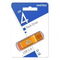 Флешка USB  4GB 2.0 SmartBuy Glossy Orange
