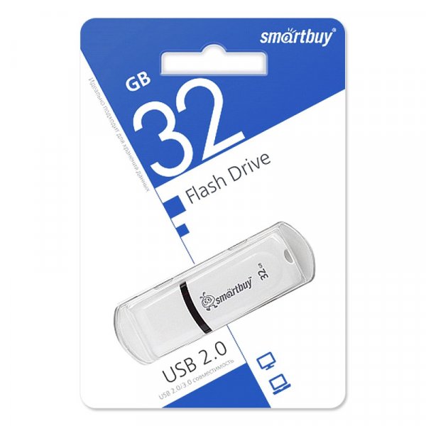 Флешка USB 32GB 2.0 SmartBuy Paean White