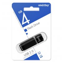 Флешка USB  4GB 2.0 SmartBuy Quartz Black