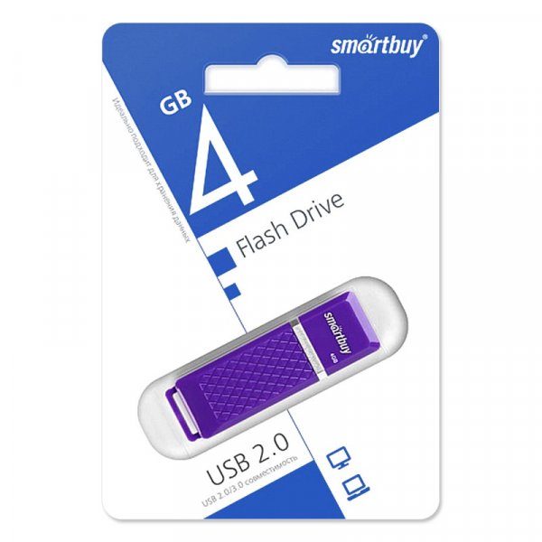 Флешка USB  4GB 2.0 SmartBuy Quartz Violet