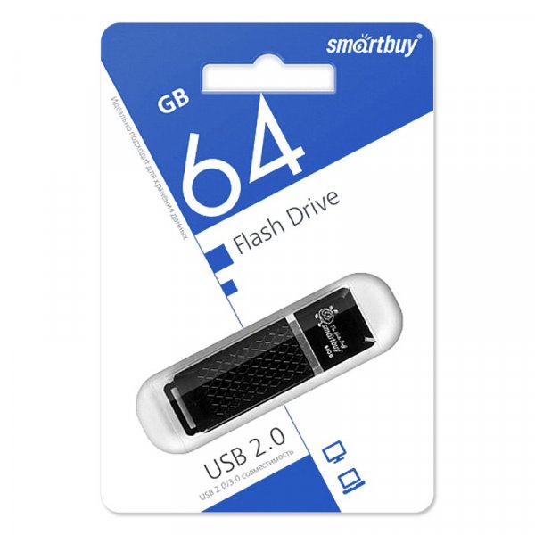 Флешка USB 64GB 2.0 SmartBuy Quartz Black