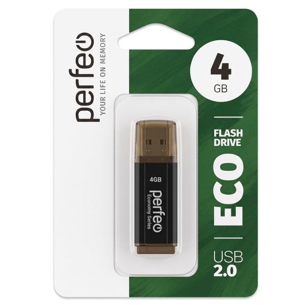 Флешка USB  4GB 2.0 Perfeo E02 economy series Black