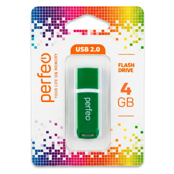 Флешка USB  4GB 2.0 Perfeo C11 Green