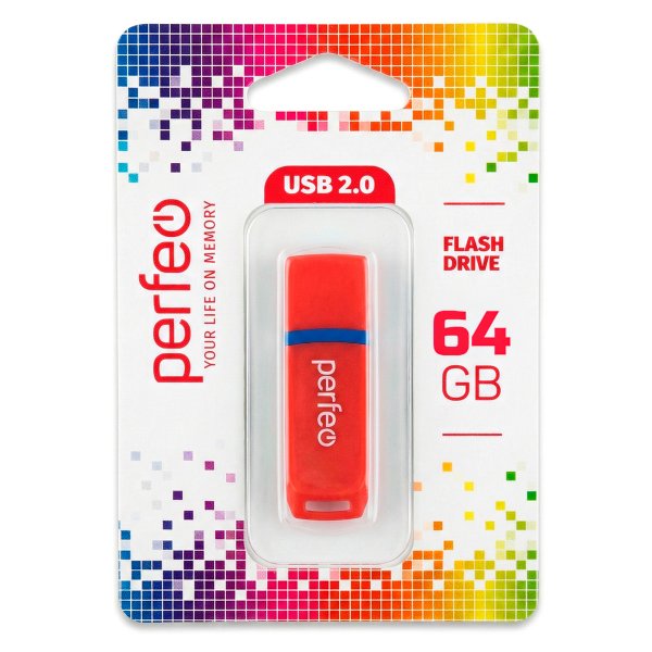 Флешка USB 64GB 2.0 Perfeo C11 Red