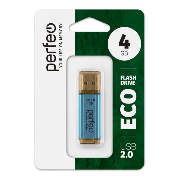 Флешка USB  4GB 2.0 Perfeo E02 economy series Blue