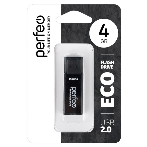 Флешка USB  4GB 2.0 Perfeo E03 economy series Black
