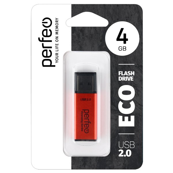 Флешка USB  4GB 2.0 Perfeo E03 economy series Red