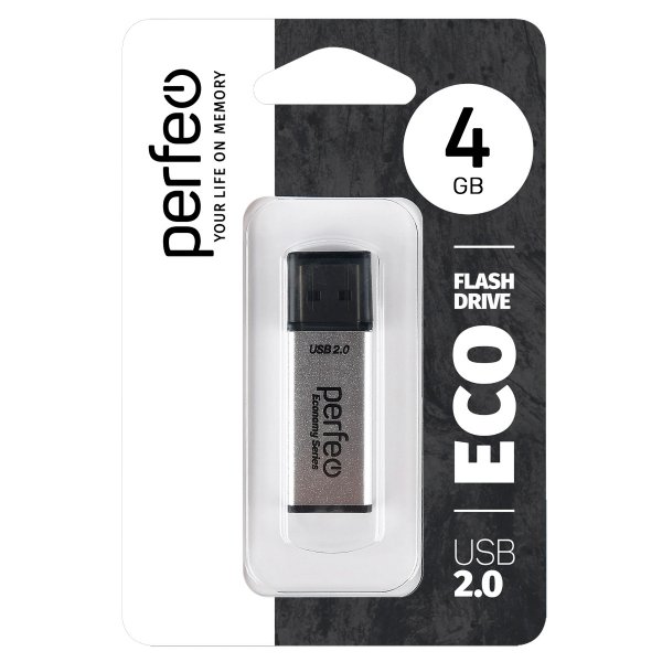 Флешка USB  4GB 2.0 Perfeo E03 economy series Silver