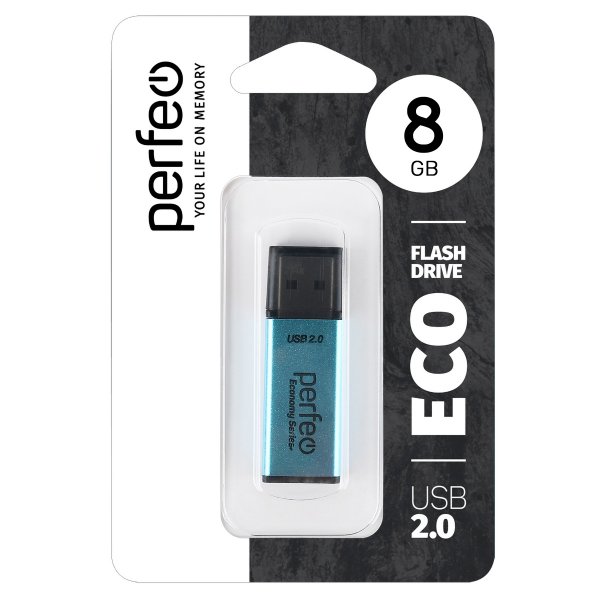 Флешка USB  8GB 2.0 Perfeo E03 economy series Blue