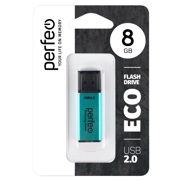 Флешка USB  8GB 2.0 Perfeo E03 economy series Green