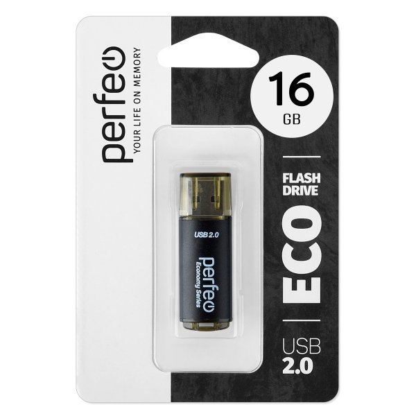 Флешка USB 16GB 2.0 Perfeo E04 economy series Black