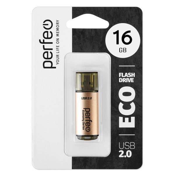 Флешка USB 16GB 2.0 Perfeo E04 economy series Gold