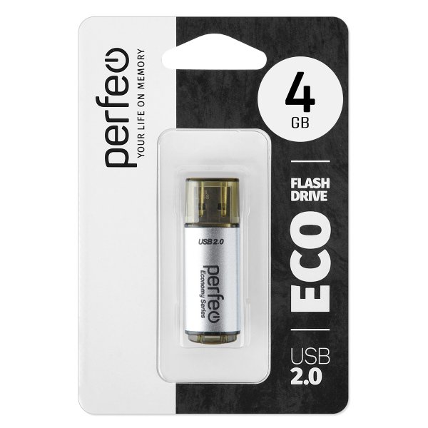 Флешка USB  4GB 2.0 Perfeo E04 economy series Silver