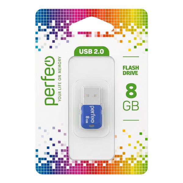 Флешка USB  8GB 2.0 Perfeo M02 Blue