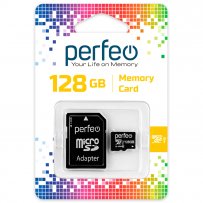 Карта памяти 128GB micro SDXC class 10 UHS-I Perfeo с адаптером