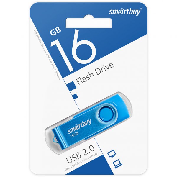 Флешка USB 16GB 2.0 SmartBuy Twist Blue