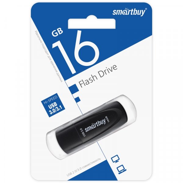 Флешка USB 16GB 3.0/3.1 SmartBuy Scout Black