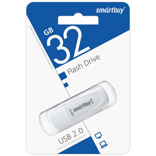Флешка USB 32GB 3.0/3.1 SmartBuy Scout White