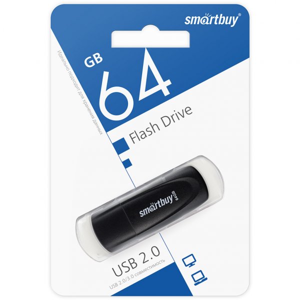 Флешка USB 64GB 2.0 SmartBuy Scout Black