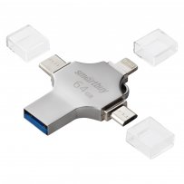 Флешка USB 64GB 3.0 SmartBuy MC15 Metal Quad (Type-C,Micro,8-pin)