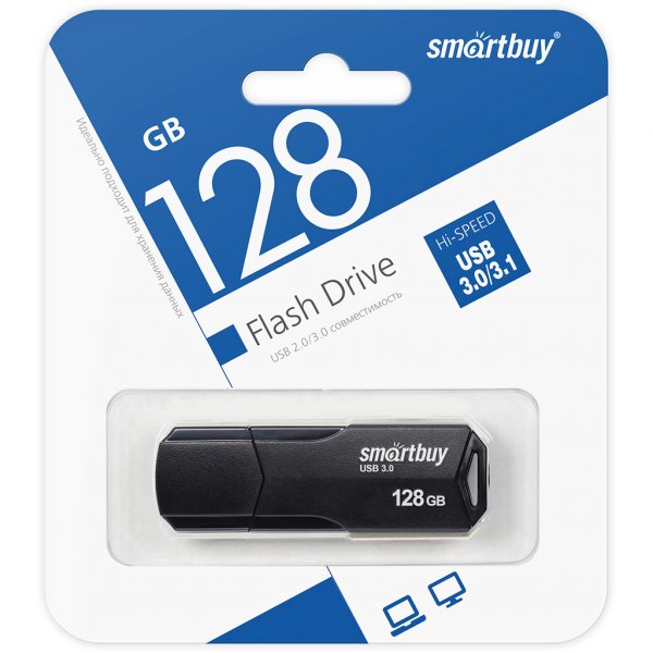 Флешка USB  128GB 3.0/3.1 SmartBuy CLUE Black