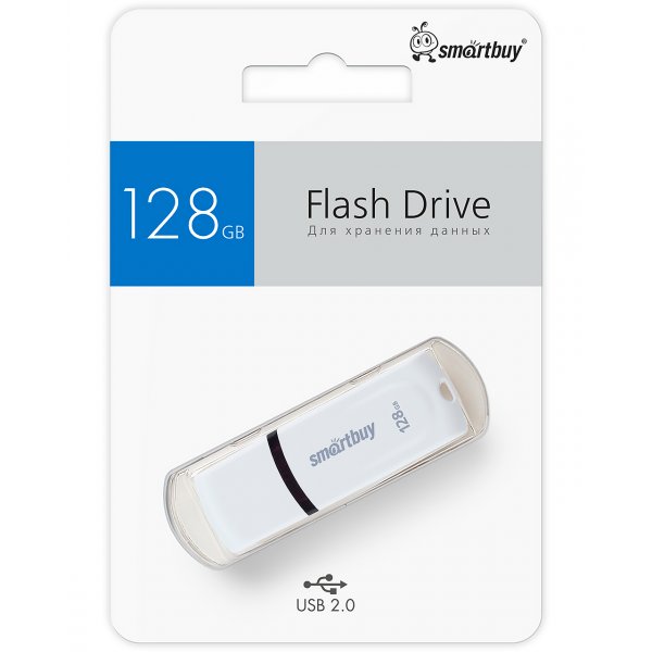 Флешка USB  128GB 2.0 SmartBuy Paean White
