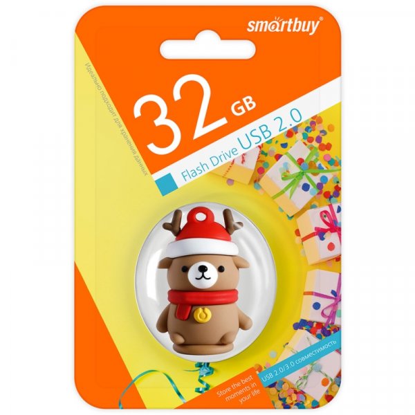 Флешка USB 32GB 2.0 SmartBuy Wild Медведь Caribou