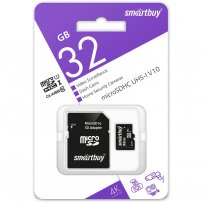 Карта памяти  32GB microSDHC class 10 SmartBuy U1 V10 для видеонаблюдения с адаптером SD