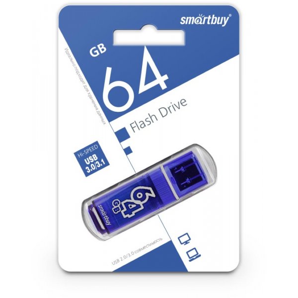 Флешка USB 64GB 3.0 SmartBuy Glossy Dark Blue