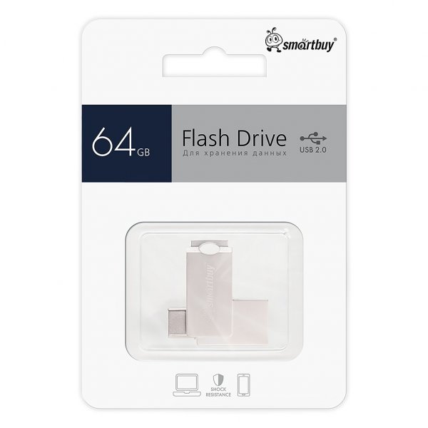 Флешка USB 64GB 2.0 SmartBuy MC25 Dual (Type-C/Type-A)